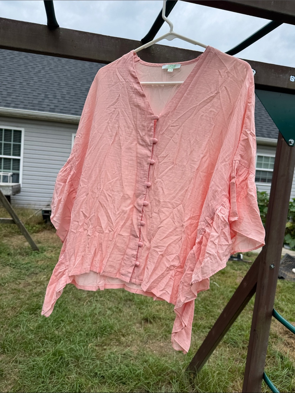 Lightweight Pink Button-Front Women's Top
